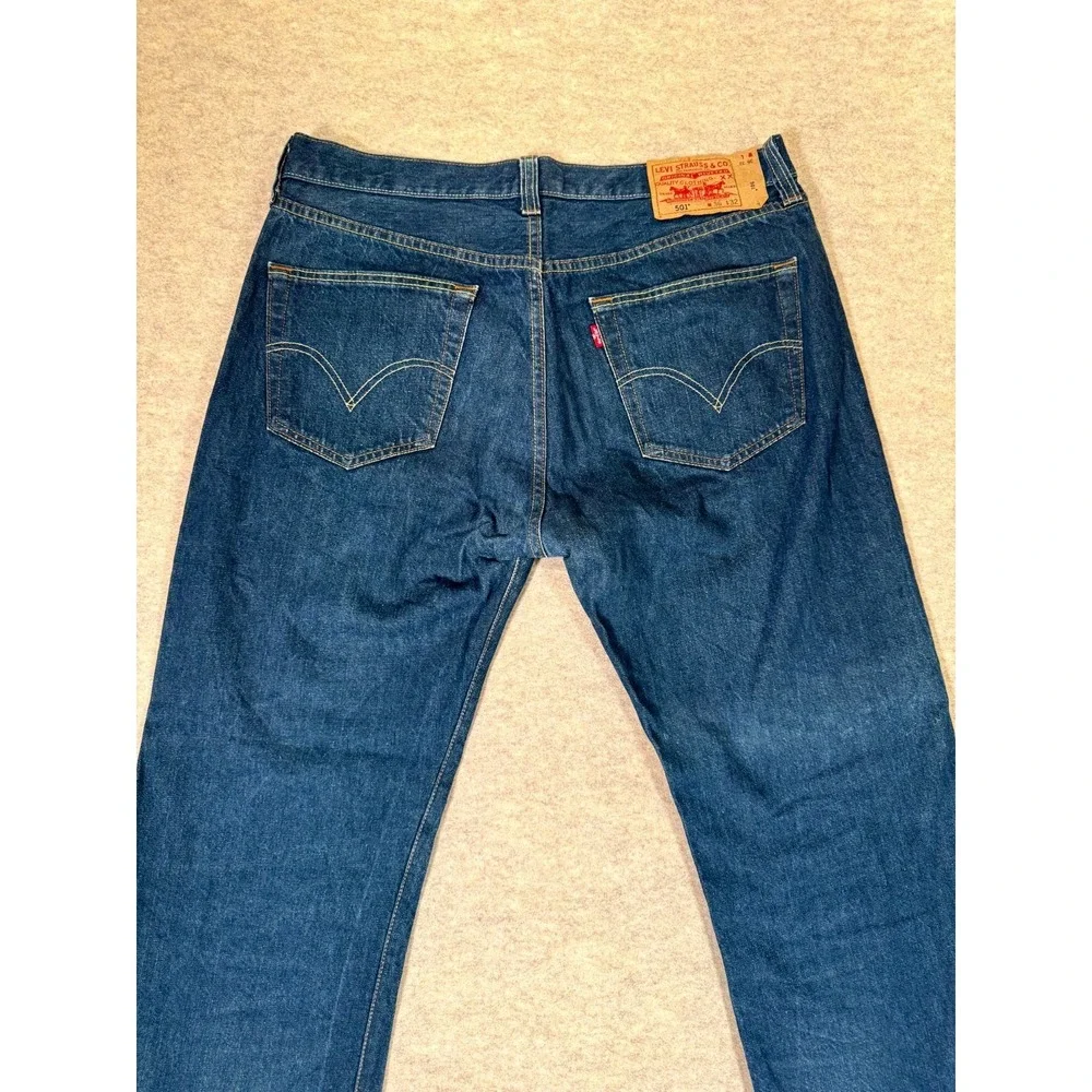 Levis 501 Original Fit Jeans Men 36x32 Blue Denim Cotton Button Fly Straight Leg